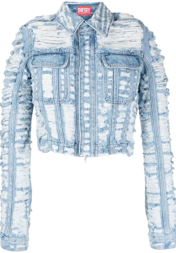 Diesel jeansjacka med sliten effekt - Blå