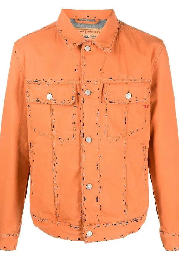 Diesel jeansjacka med slitning - Orange