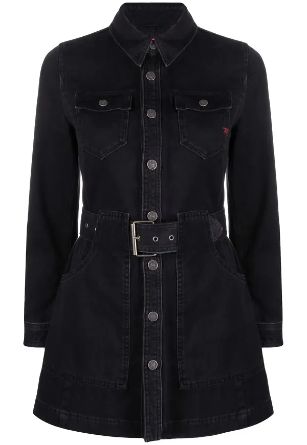 Diesel jeansklänning med bälte - Svart