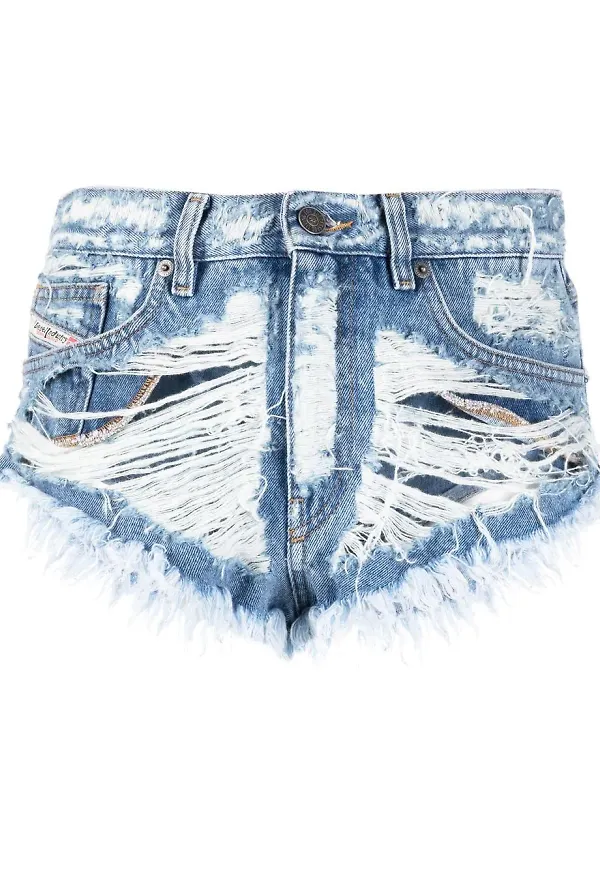 Diesel jeansshorts med slitning - Blå