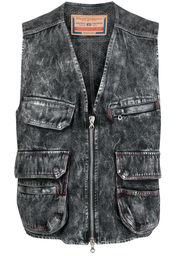 Diesel jeansväst med ficka - Grå