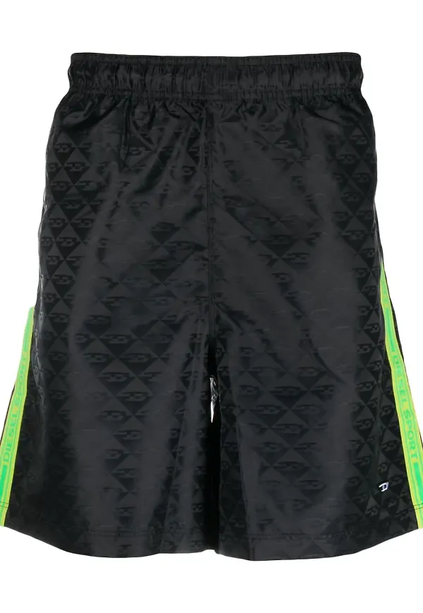 Diesel knäshorts med monogram - Svart