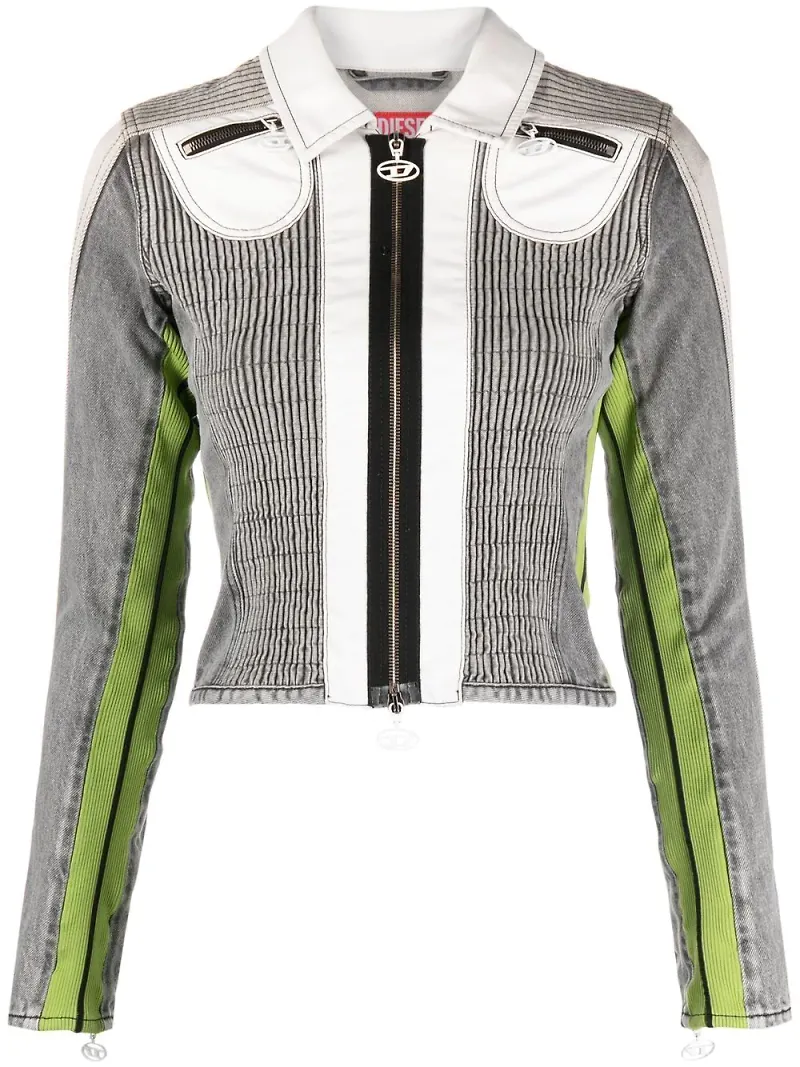Diesel kort bikerjacka i denim - Vit