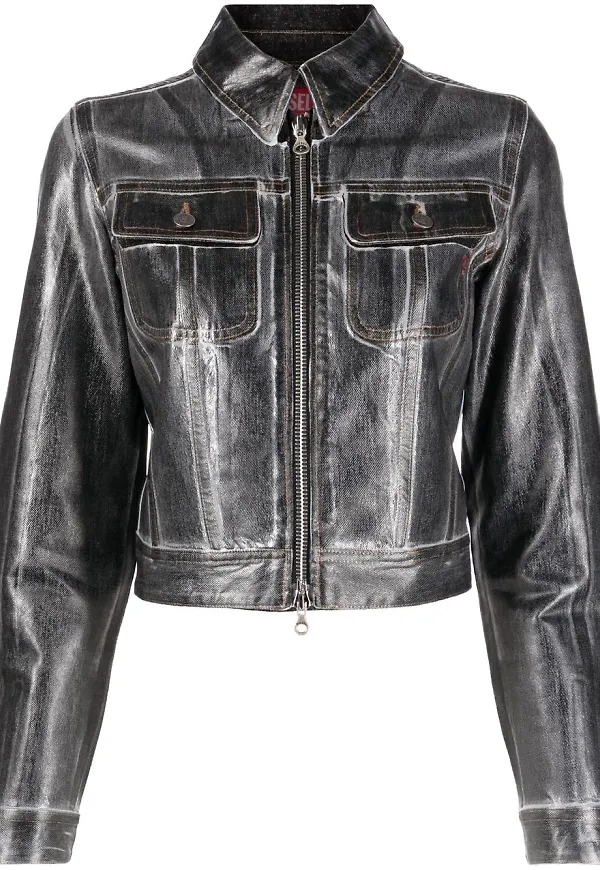 Diesel kort blekt jeansjacka - Grå
