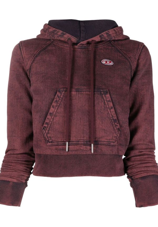 Diesel kort hoodie i denim - Röd
