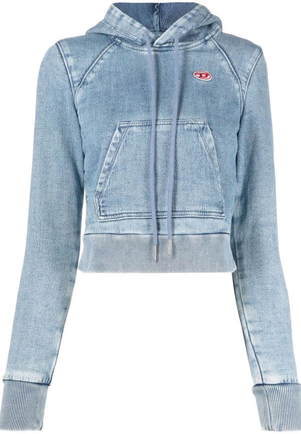 Diesel kort hoodie med logotyp - Blå