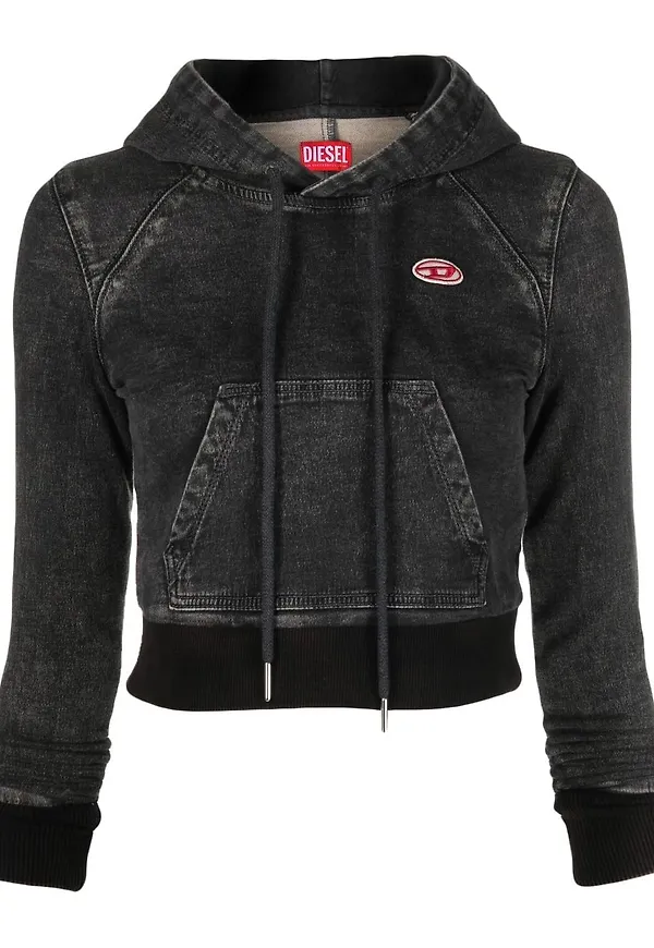 Diesel kort hoodie med logotyp - Svart