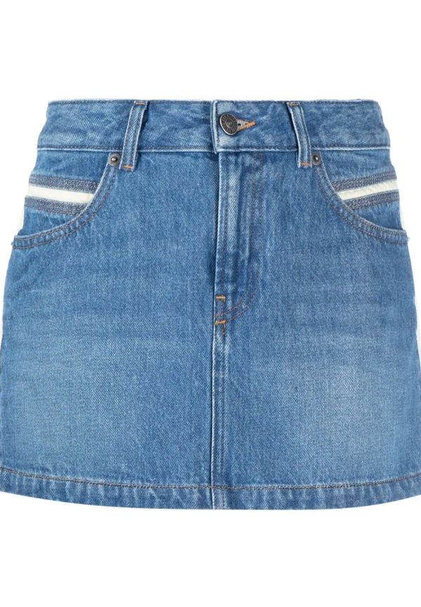 Diesel kort jeanskjol med randdetalj - Blå