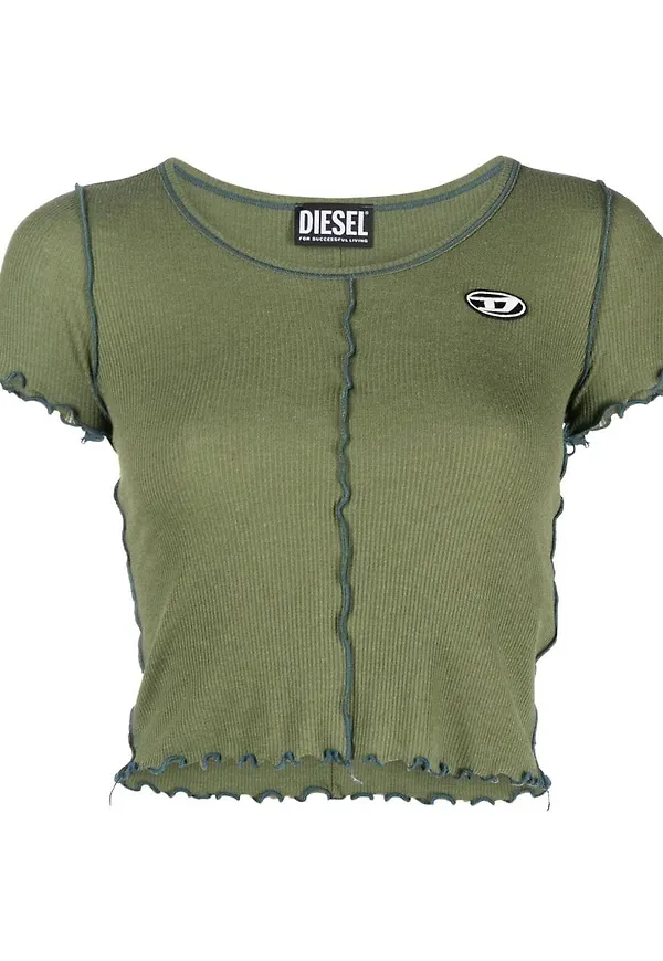 Diesel kort t-shirt med synlig söm - Grön