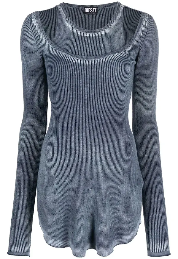 Diesel layered washed cold-shoulder top - Blå