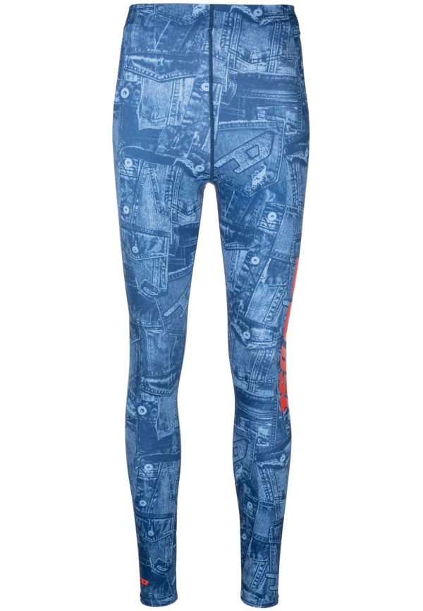 Diesel leggings med logotyp i sidan - Blå