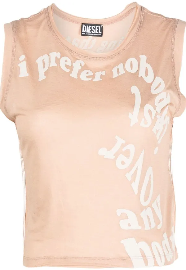 Diesel lettering-print sleeveless top - Neutral
