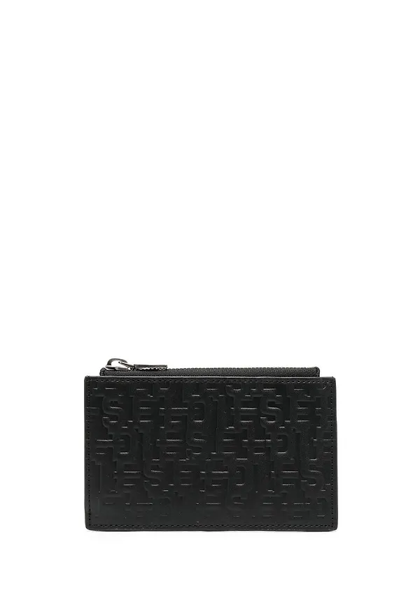 Diesel logo-embossed card holder - Svart
