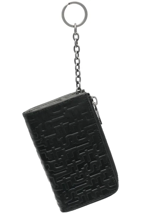 Diesel logo-embossed keychain wallet - Svart