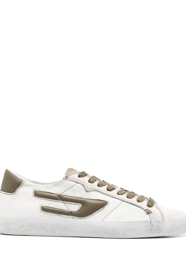 Diesel logo-patch leather sneakers - Vit