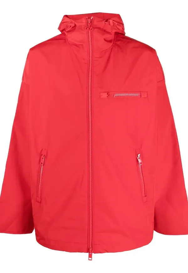 Diesel logo-pendant hooded parka - Röd