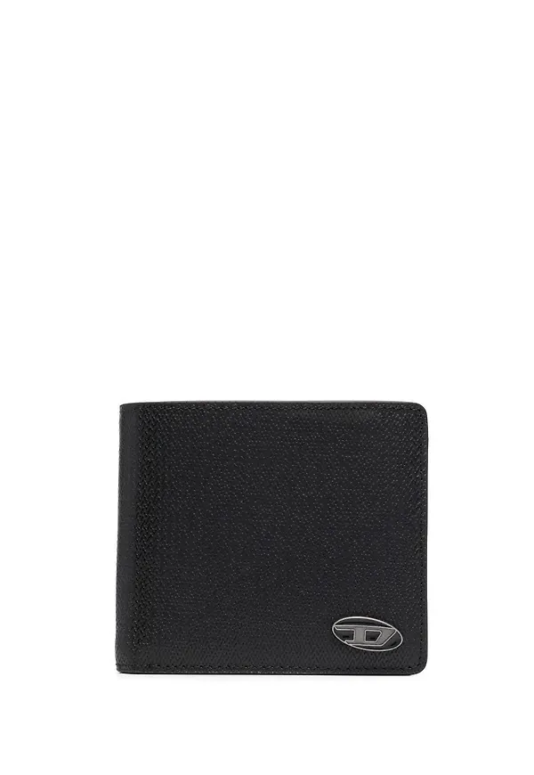 Diesel logo-plaque bi-fold wallet - Svart