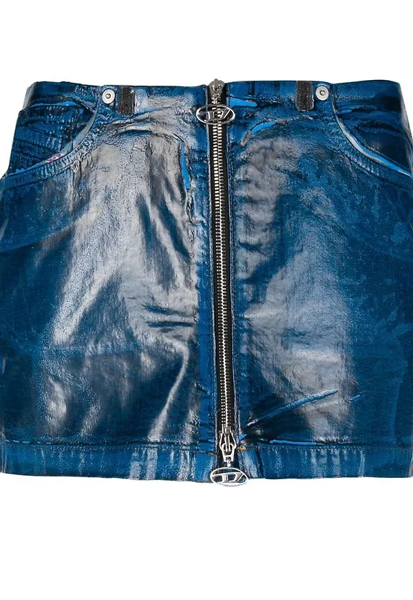Diesel logo-plaque distressed-effect skirt - Blå
