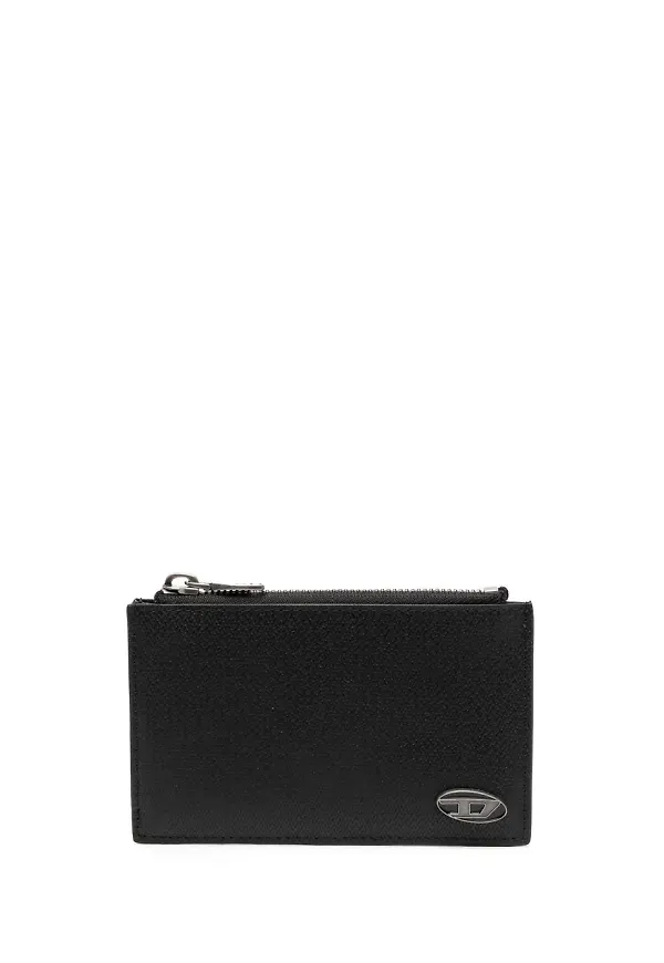 Diesel logo-plaque zip-fastening wallet - Svart