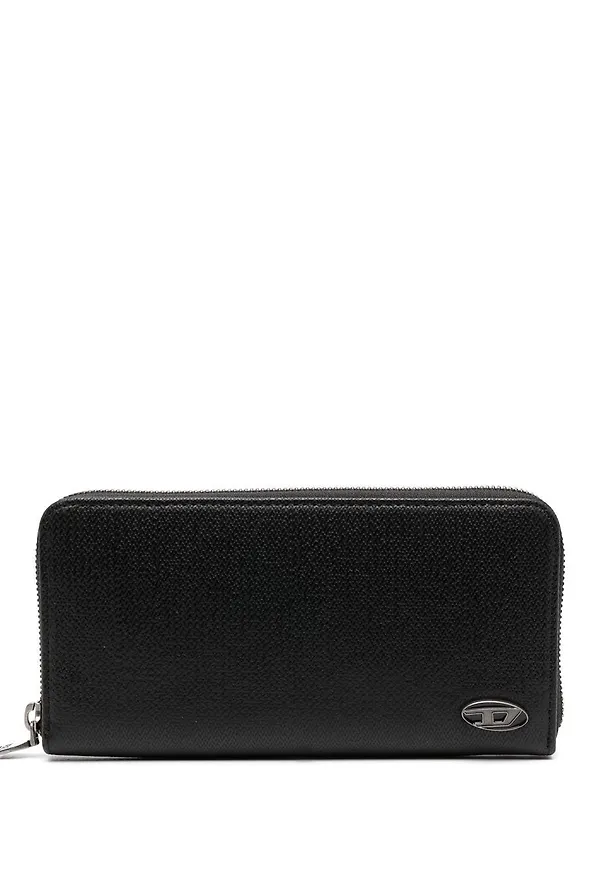 Diesel logo-plaque zip-fastening wallet - Svart