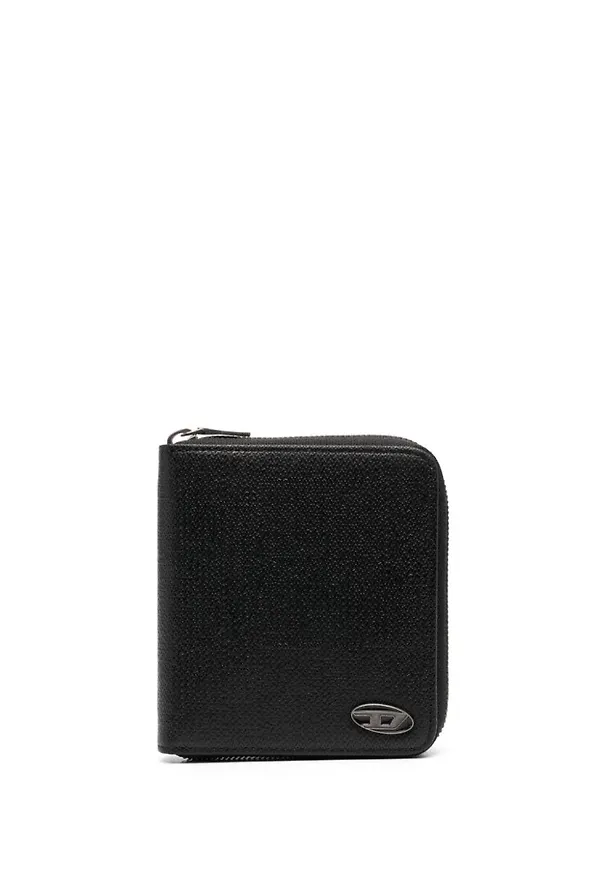 Diesel logo-plaque zip-fastening wallet - Svart