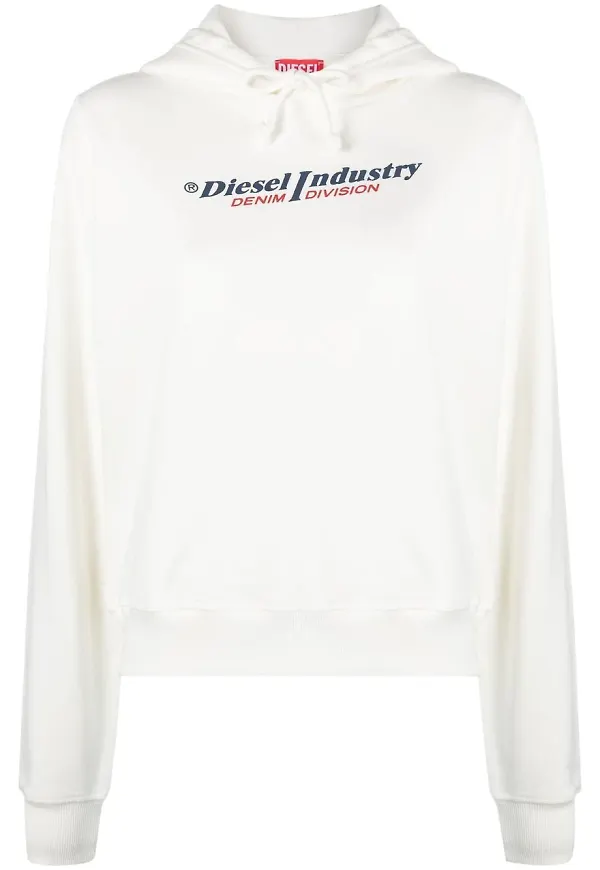 Diesel logo-print long-sleeve hoodie - Vit