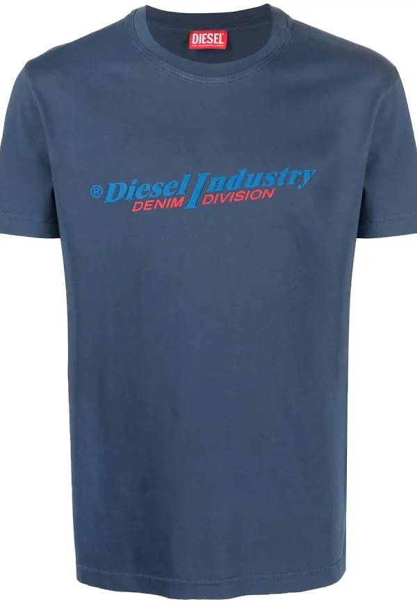 Diesel logo print cotton T-shirt - Blå