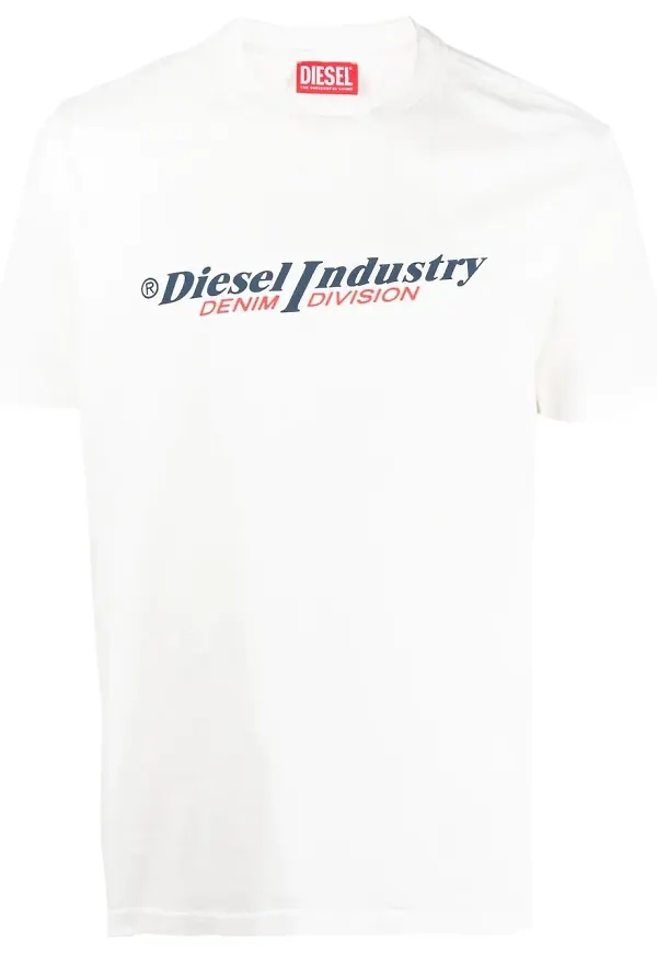 Diesel logo print cotton T-shirt - Vit