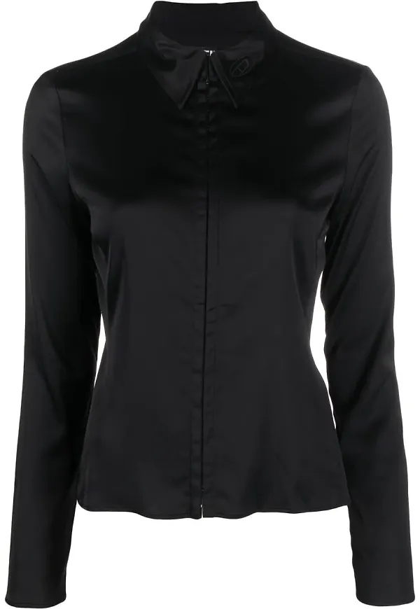 Diesel long-sleeve hook and eye shirt - Svart