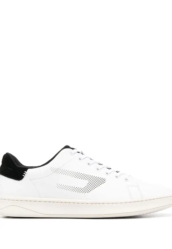 Diesel lädersneakers med kontrastkant - Vit