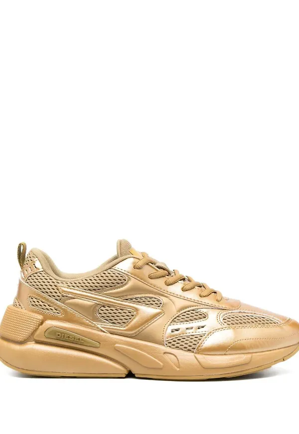 Diesel låga sneakers med panel - Guldfärgad