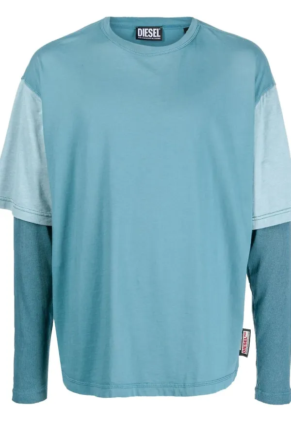 Diesel långärmad t-shirt med panel - Blå