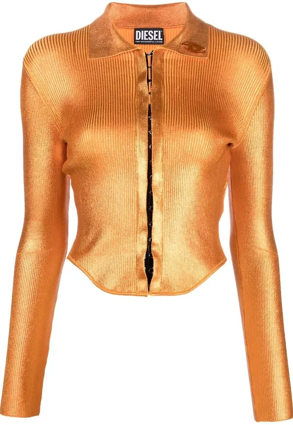 Diesel M-Arge ribbstickad kofta - Orange