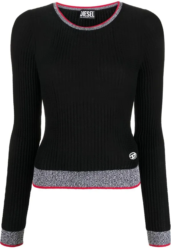 Diesel M-Arianne ribbstickad topp - Svart