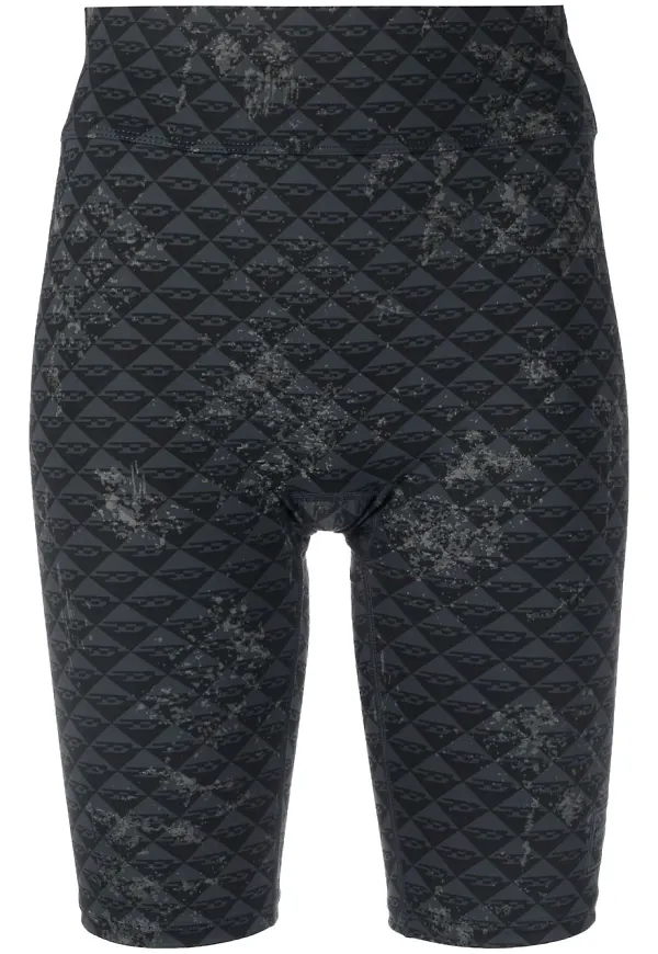 Diesel monogram-print cycling shorts - Svart