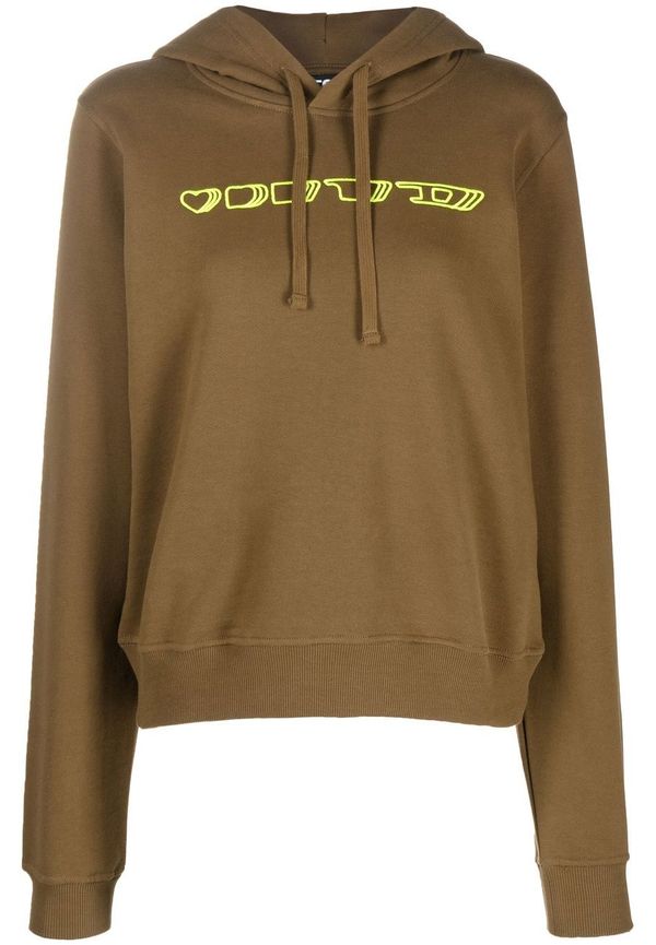 Diesel motif-embroidered drawstring hoodie - Grön