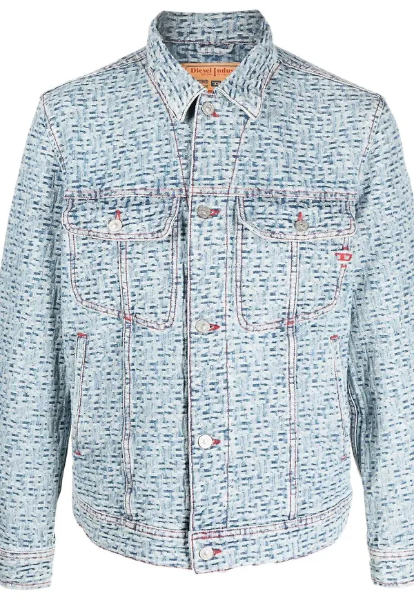 Diesel mönstrad jeansjacka - Blå