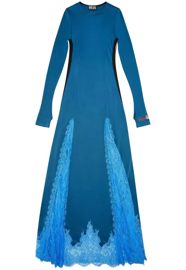 Diesel panelled-lace fitted dress - Blå