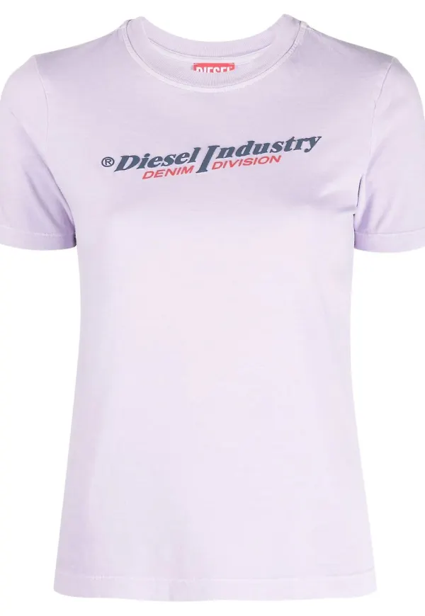 Diesel Puff t-shirt med tryck - Lila