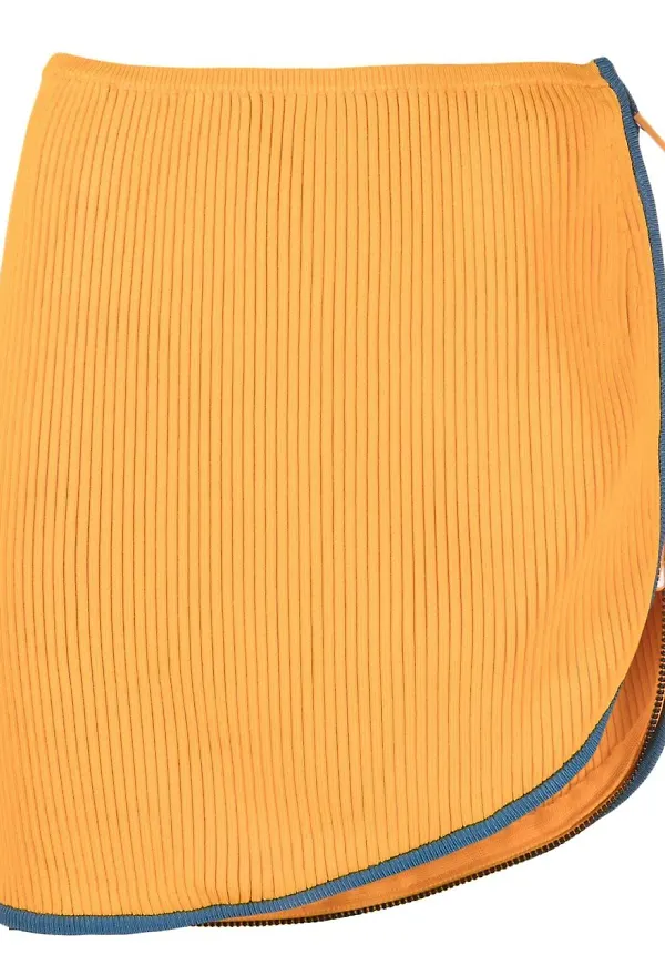 Diesel ribbstickad asymmetrisk kjol - Orange