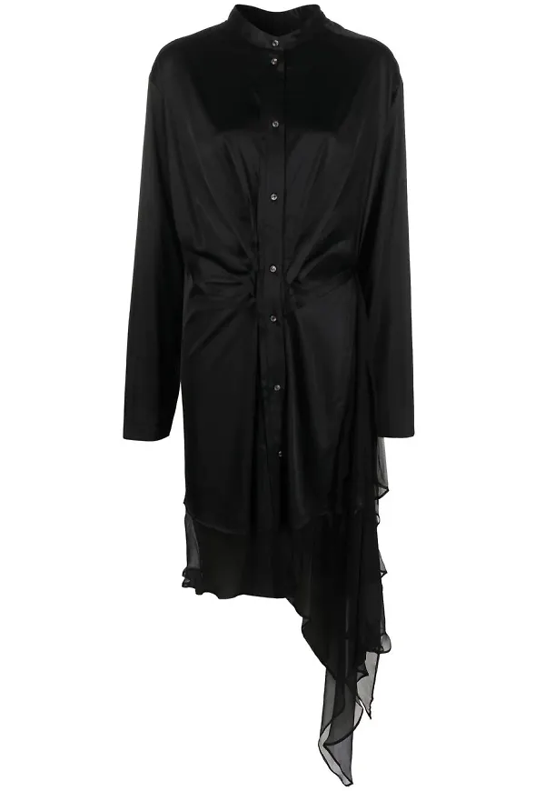 Diesel ruched scarf-neck shirt dress - Svart