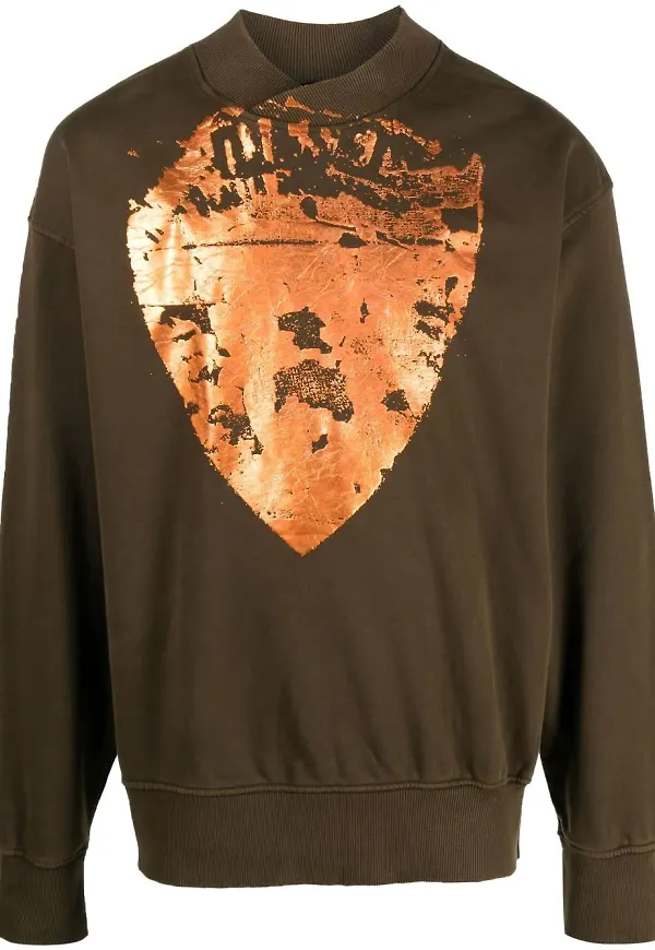 Diesel S-MACKIS-G1 sweatshirt med sköldtryck - Grön