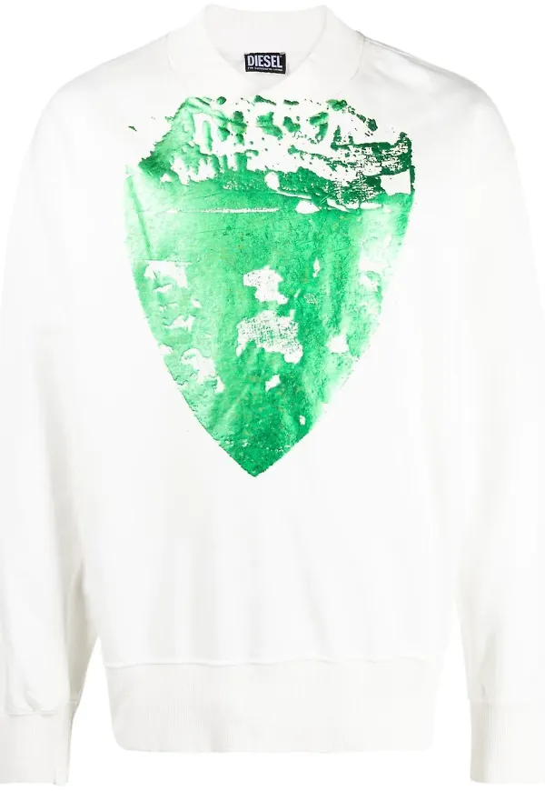 Diesel S-MACKIS-G1 sweatshirt med sköldtryck - Vit