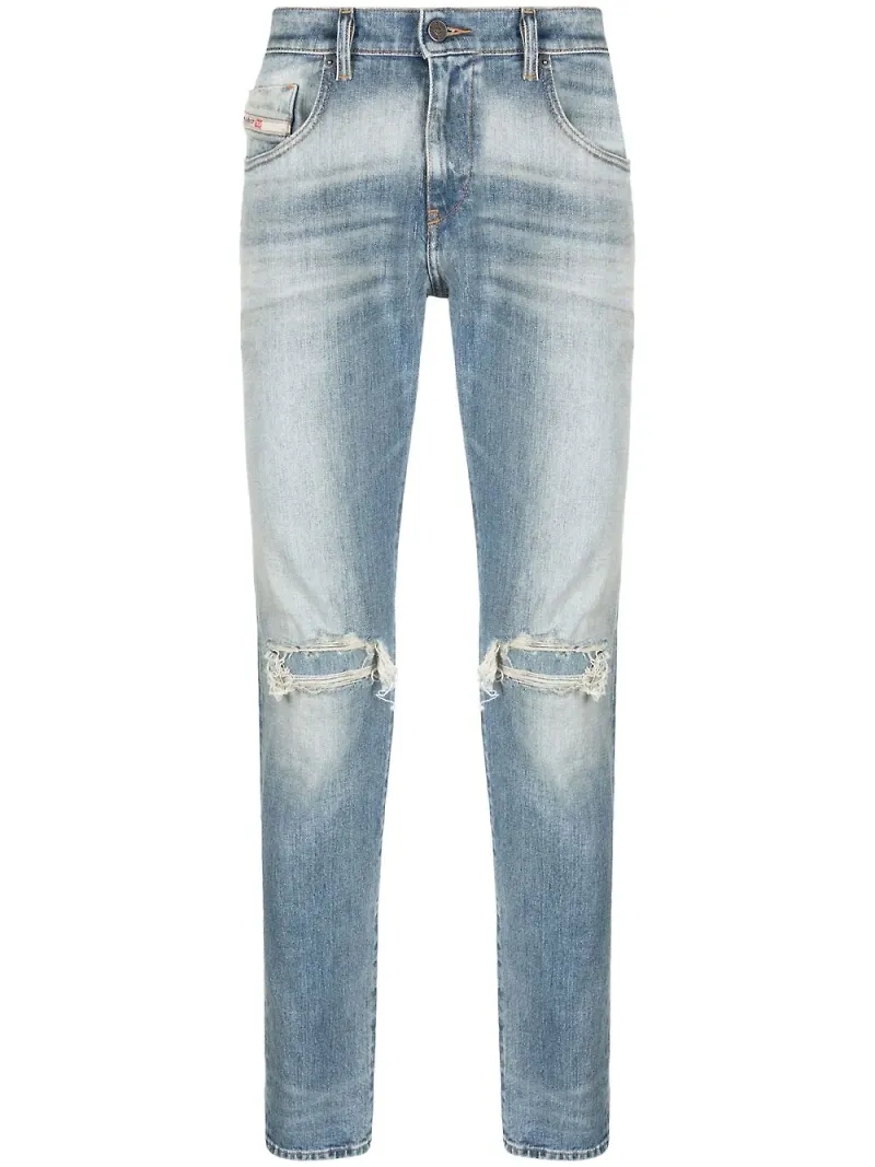 Diesel slim fit-jeans med sliten effekt - Blå