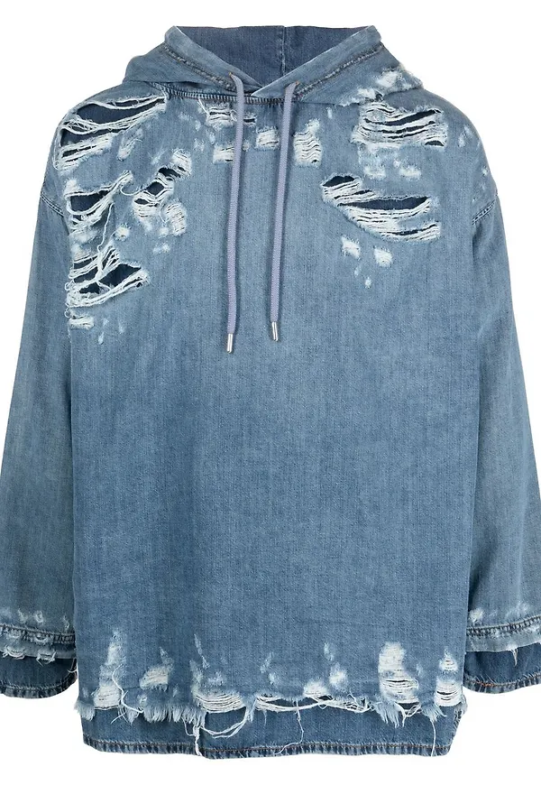 Diesel sliten hoodie - Blå