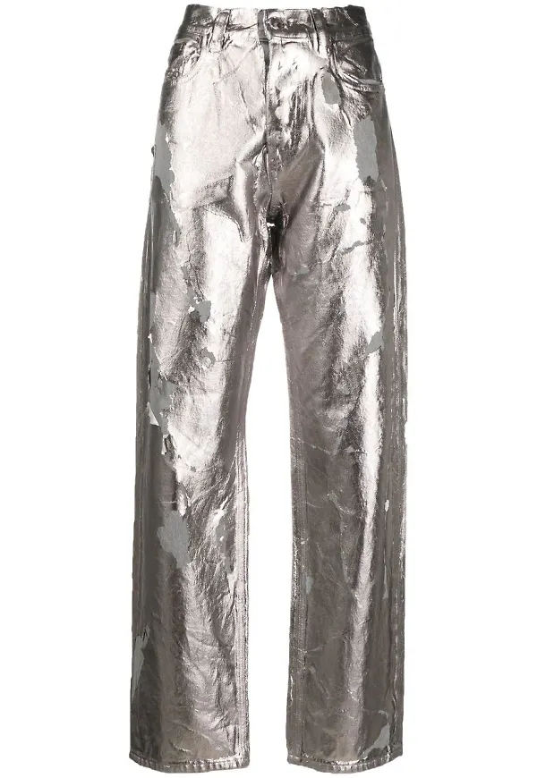 Diesel slitna jeans med metallic-effekt - Grå
