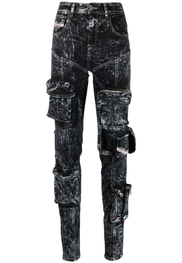 Diesel stentvättade skinny-jeans - Svart