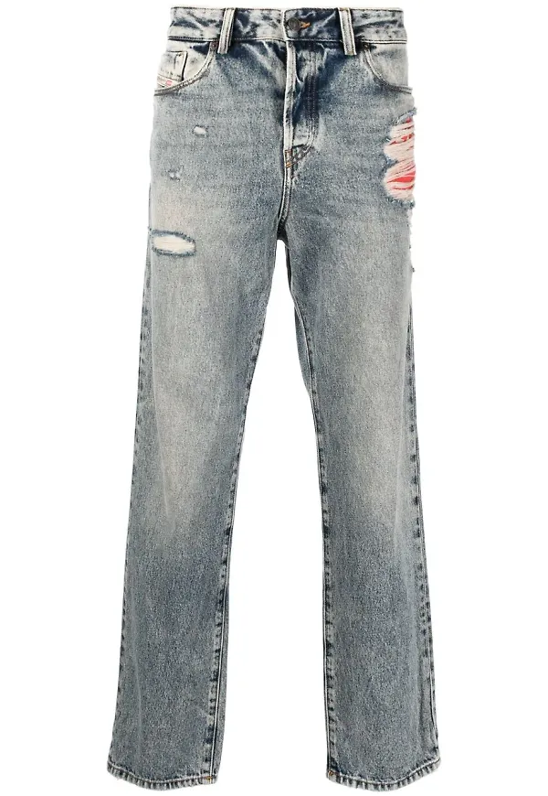 Diesel stentvättade straight-jeans - Blå