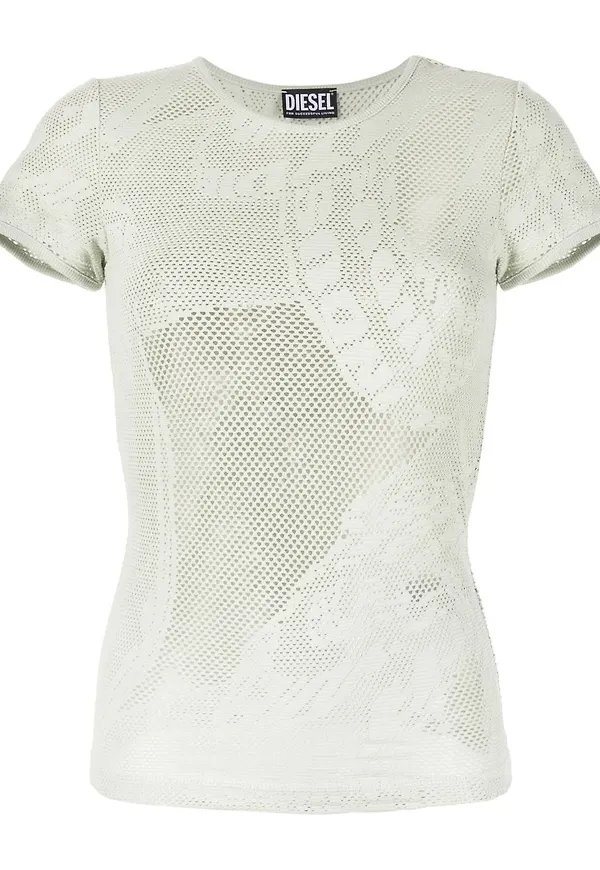 Diesel stickad t-shirt med meshdetalj - Grön