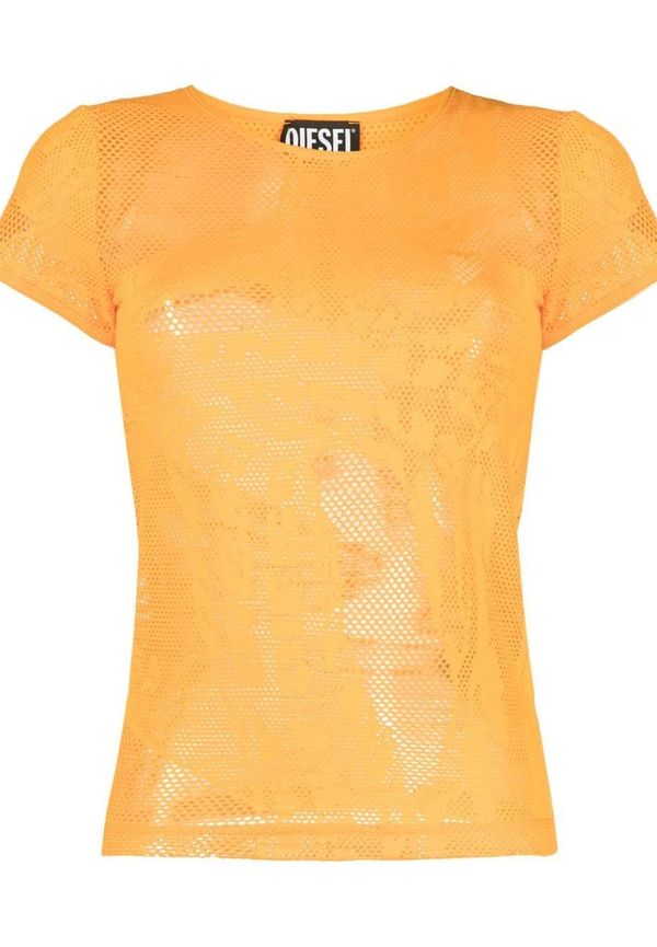 Diesel stickad t-shirt med meshdetalj - Orange